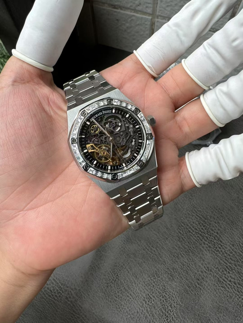 AP Skeleton Free Sprung Balance with Baguette Diamond Bezel Swiss Superclone