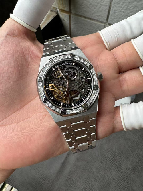 AP Skeleton Free Sprung Balance with Baguette Diamond Bezel Swiss Superclone