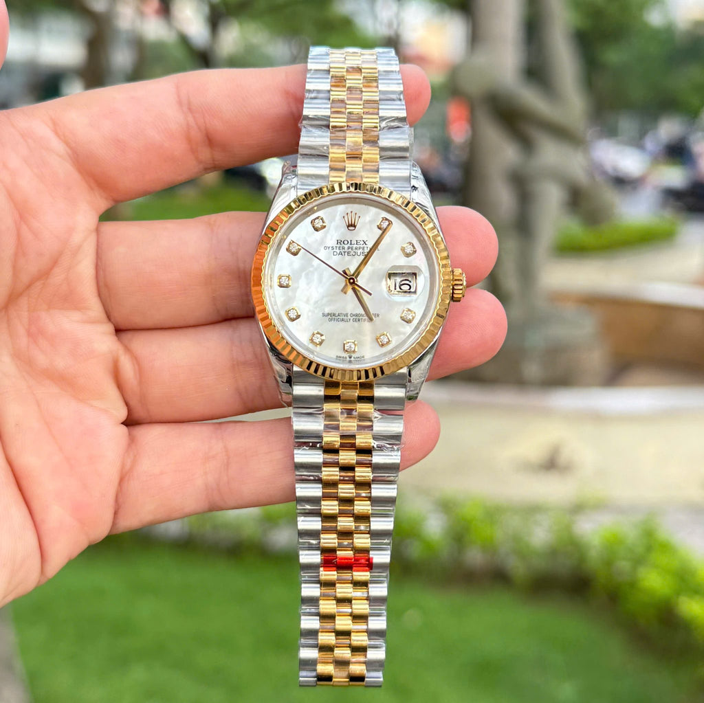 Datejust 126233 Steel & Yellow Gold Custom Natural MOP Dial Moissanite Markers Jubilee Bracelet Super Clone VSF 36mm