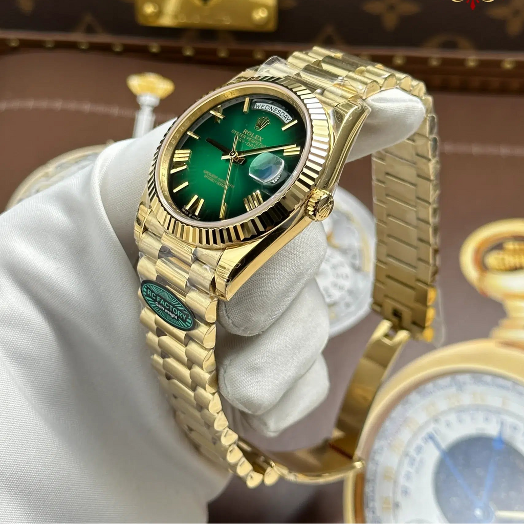 Day-Date 228238-0069 Yellow Gold Green Ombré Dial Super Clone Top Quality 210g RC Factory 40mm