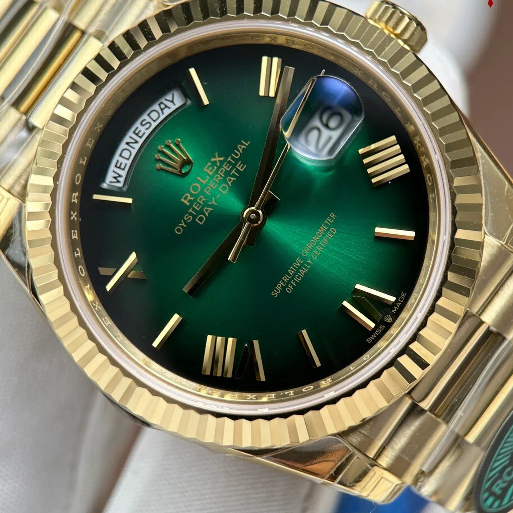 Day-Date 228238-0069 Yellow Gold Green Ombré Dial Super Clone Top Quality 210g RC Factory 40mm