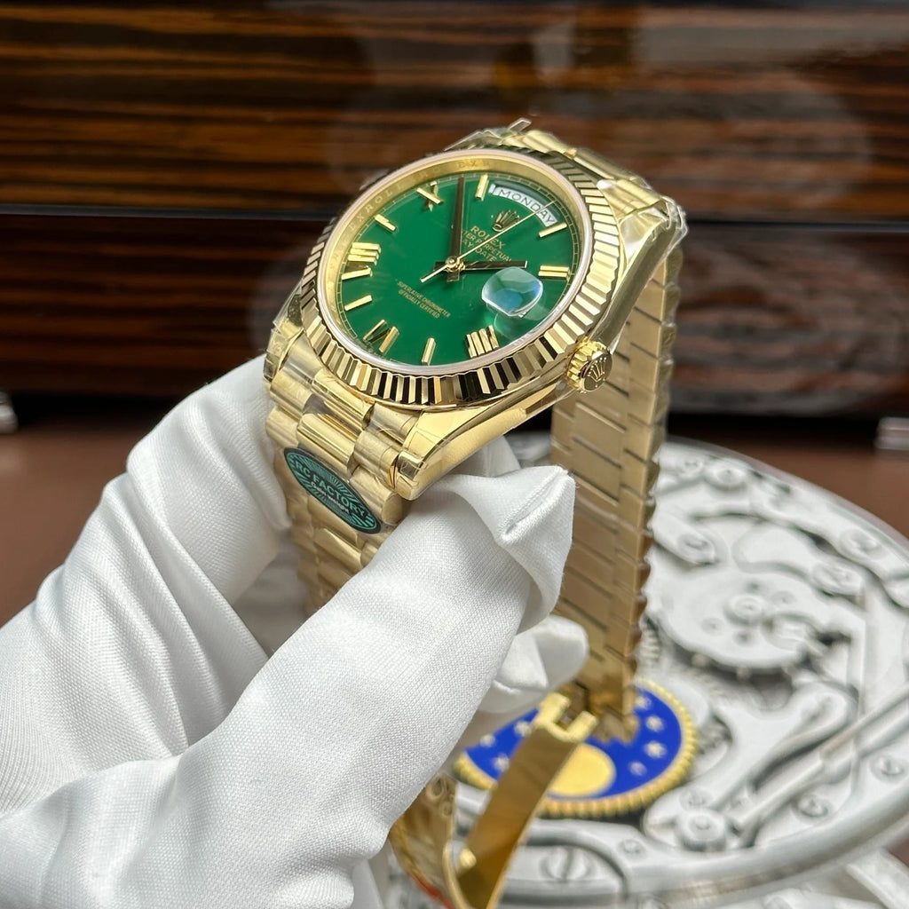 Day-Date 228238-0061 Yellow Gold Green Roman Dial 1:1 Top Quality Replica 210g RC Factory 40mm