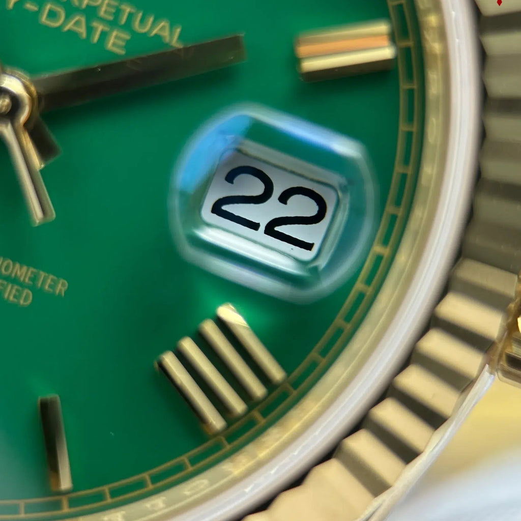 Day-Date 228238-0061 Yellow Gold Green Roman Dial 1:1 Top Quality Replica 210g RC Factory 40mm