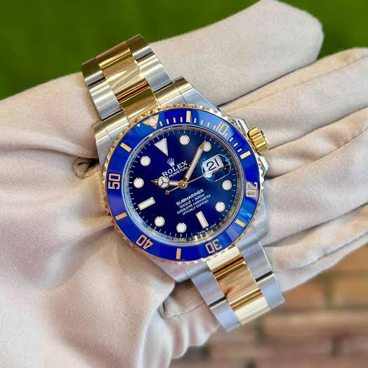 Submariner Steel & Gold 41mm Bluesy Automatic Swiss Superclone 3235 Swiss Superclone