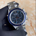Daytona chronograph blue dial with baguette diamond bezel in stainless steel swiss superclone