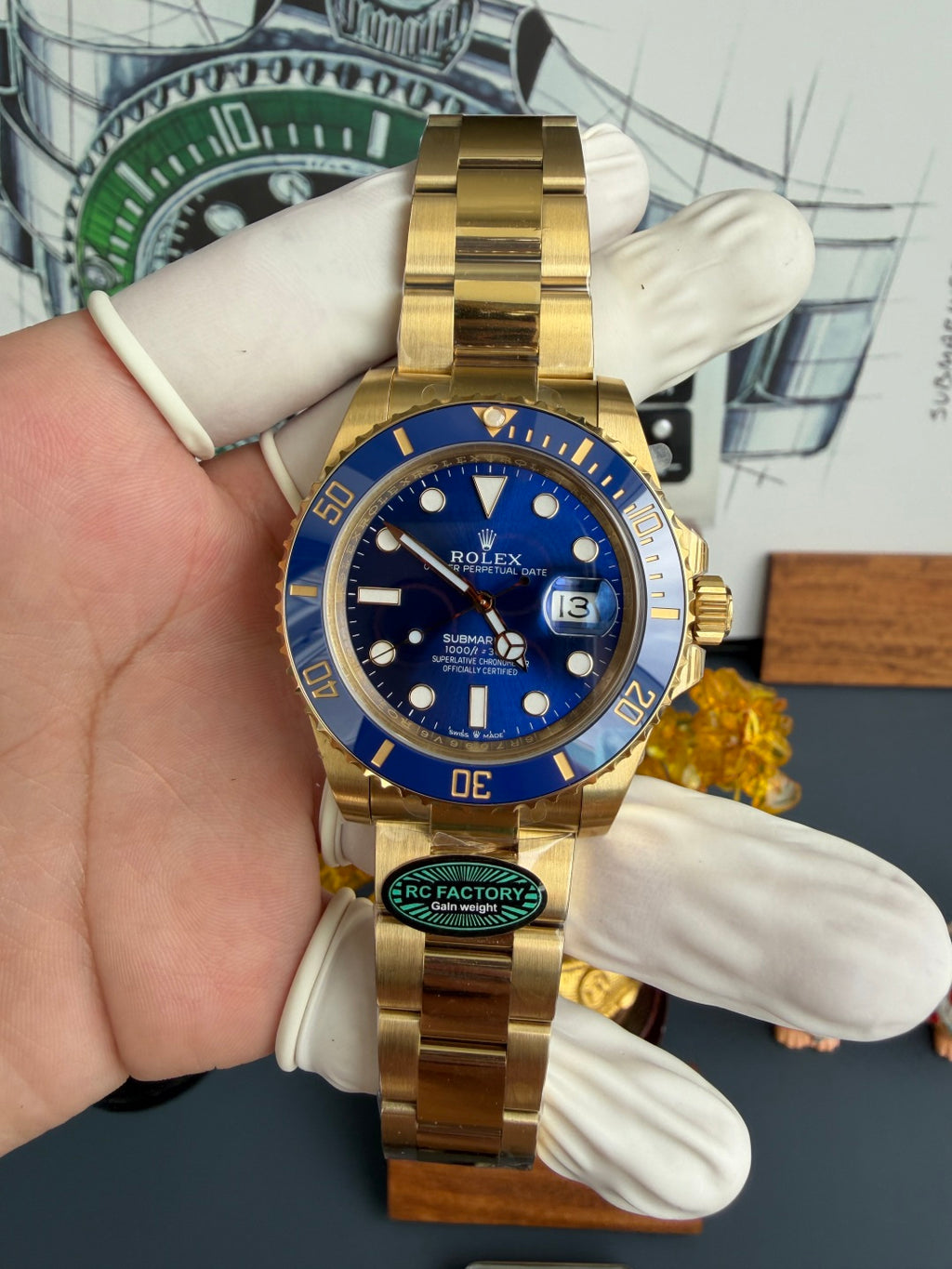 Submariner Date 126618LB Yellow Gold Blue Dial Super Clone Gained Weight 229g RCF 41mm