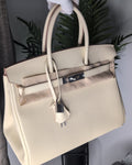 Birkin 25cm Beige Supercopy Leather Calfskin