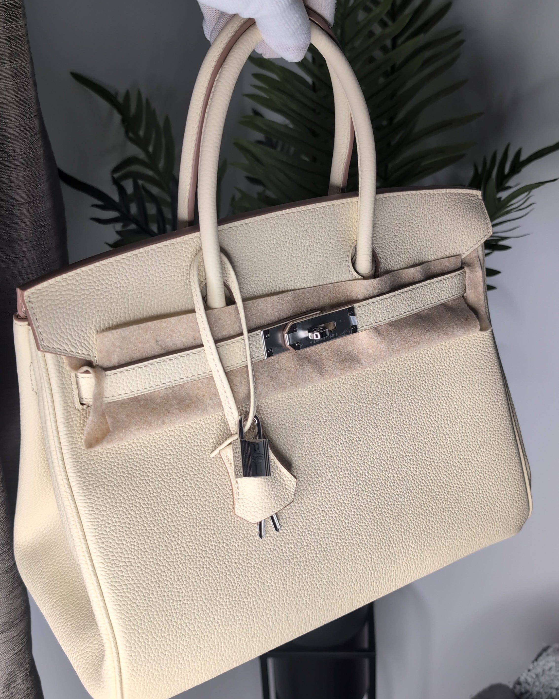 Birkin 25cm Beige Supercopy Leather Calfskin