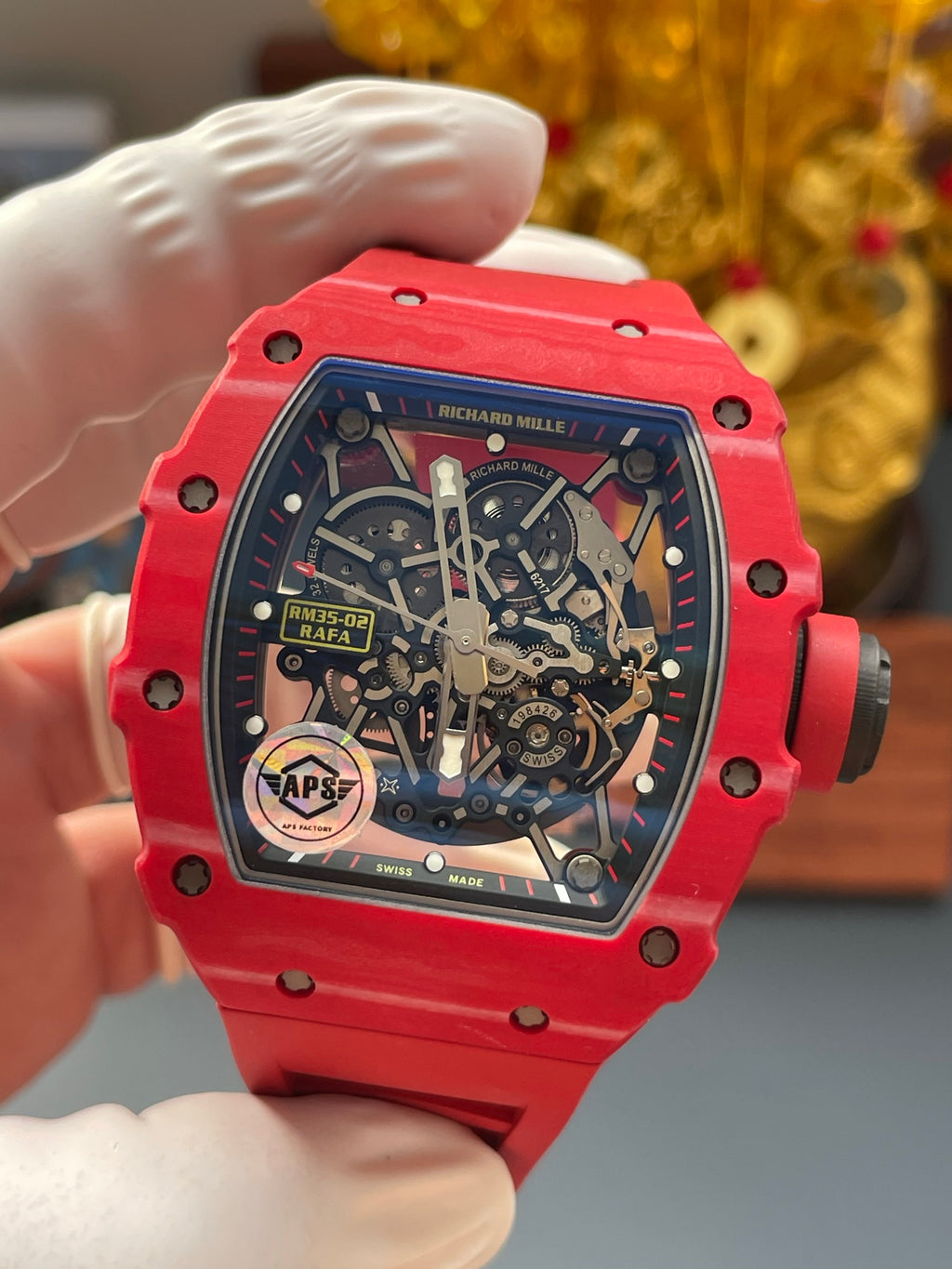 Richard Mille RM 35-02 Red Quartz TPT Rafael Nadal Super Clone Top Quality APS Factory 49.94mm x 44.5mm