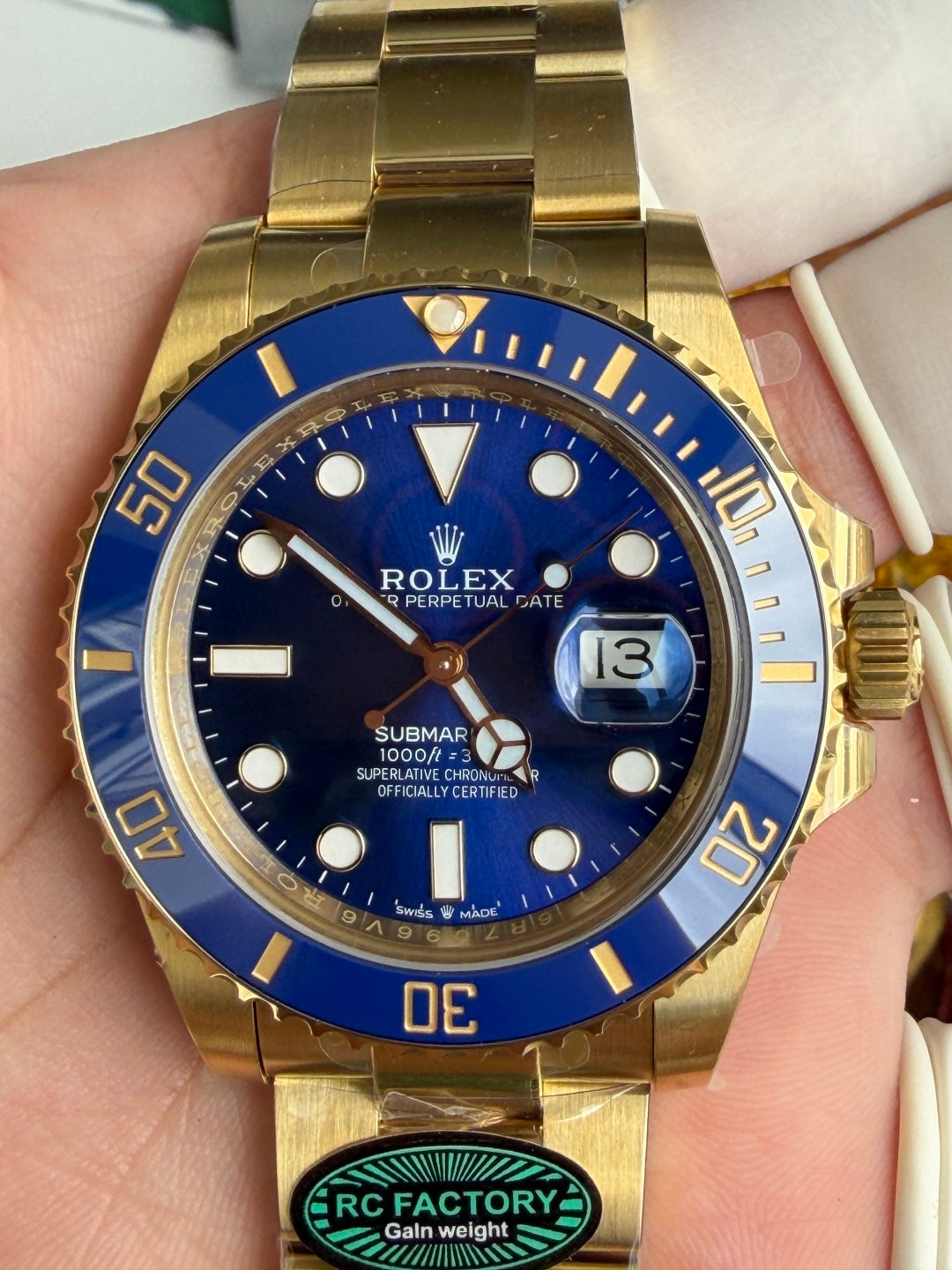 Submariner Date 126618LB Yellow Gold Blue Dial Super Clone Gained Weight 229g RCF 41mm