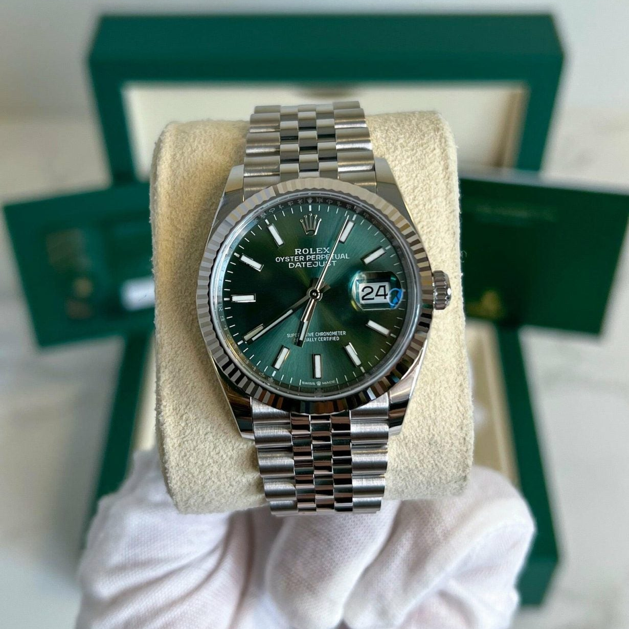 Datejust 36 Fluted Bezel Jubilee Bracelet Mint Green Dial Swiss Auromatic DD3235