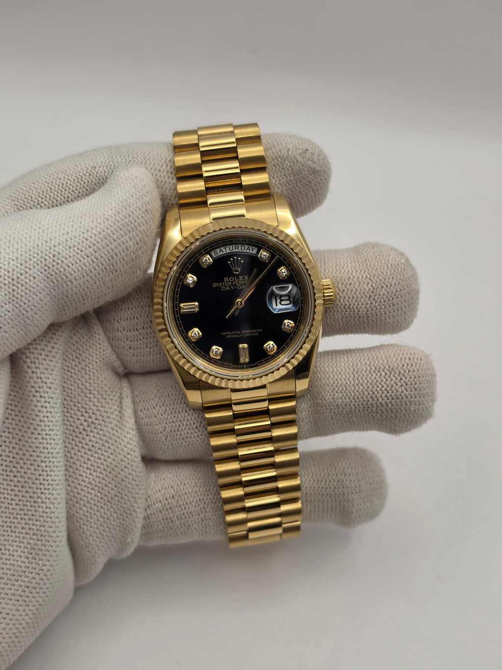 Daydate Fully Gold President Black Diamond Dial AAA Miyota Automatic