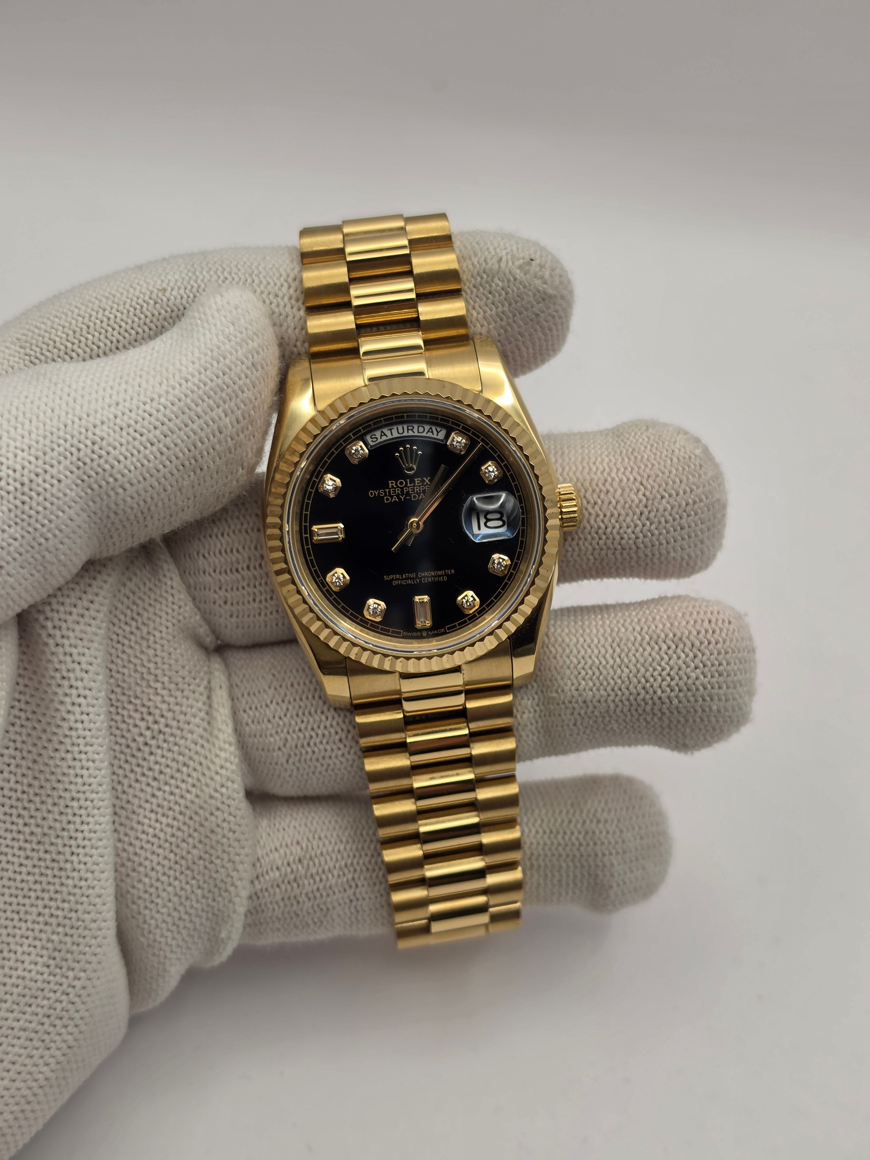 Daydate Fully Gold President Black Diamond Dial AAA Miyota Automatic