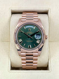 Day-Date 40mm Presidential Rose Gold Olive Dial Swiss Superclone