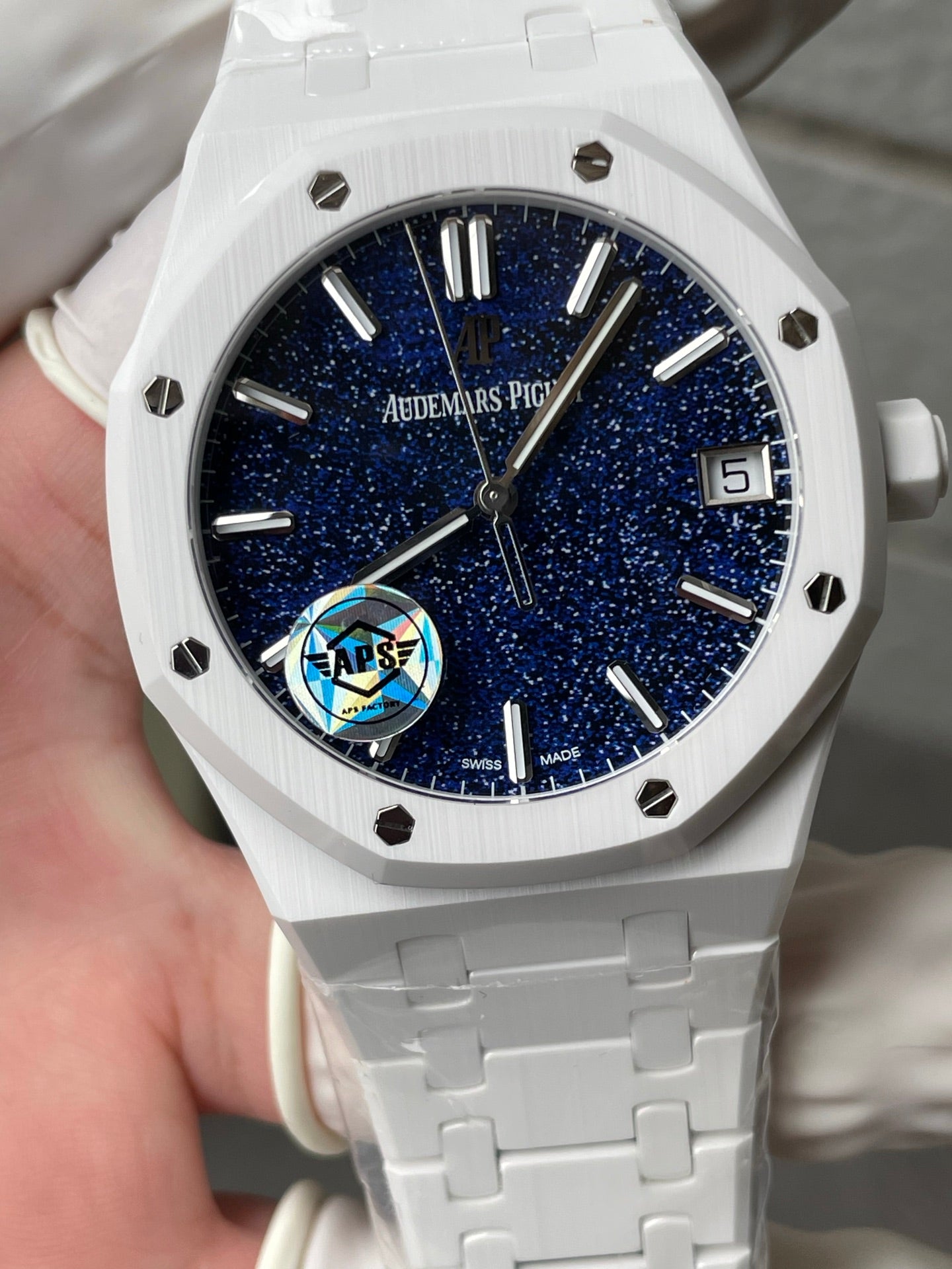 Audemars Piguet Royal Oak 15500 White Ceramic Starry Sky Dial 1:1 Best Replica APSF 41mm