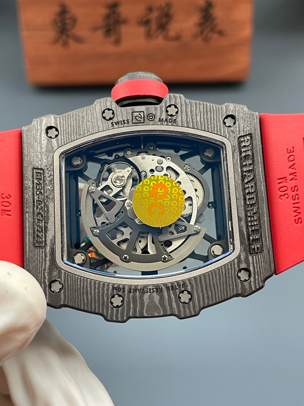 Richard Mille RM35-02 Rafael Nadal Black Carbon TPT 1:1 Super Clone Top Quality Free Sprung APSF V2 49.94mm x 44.5mm