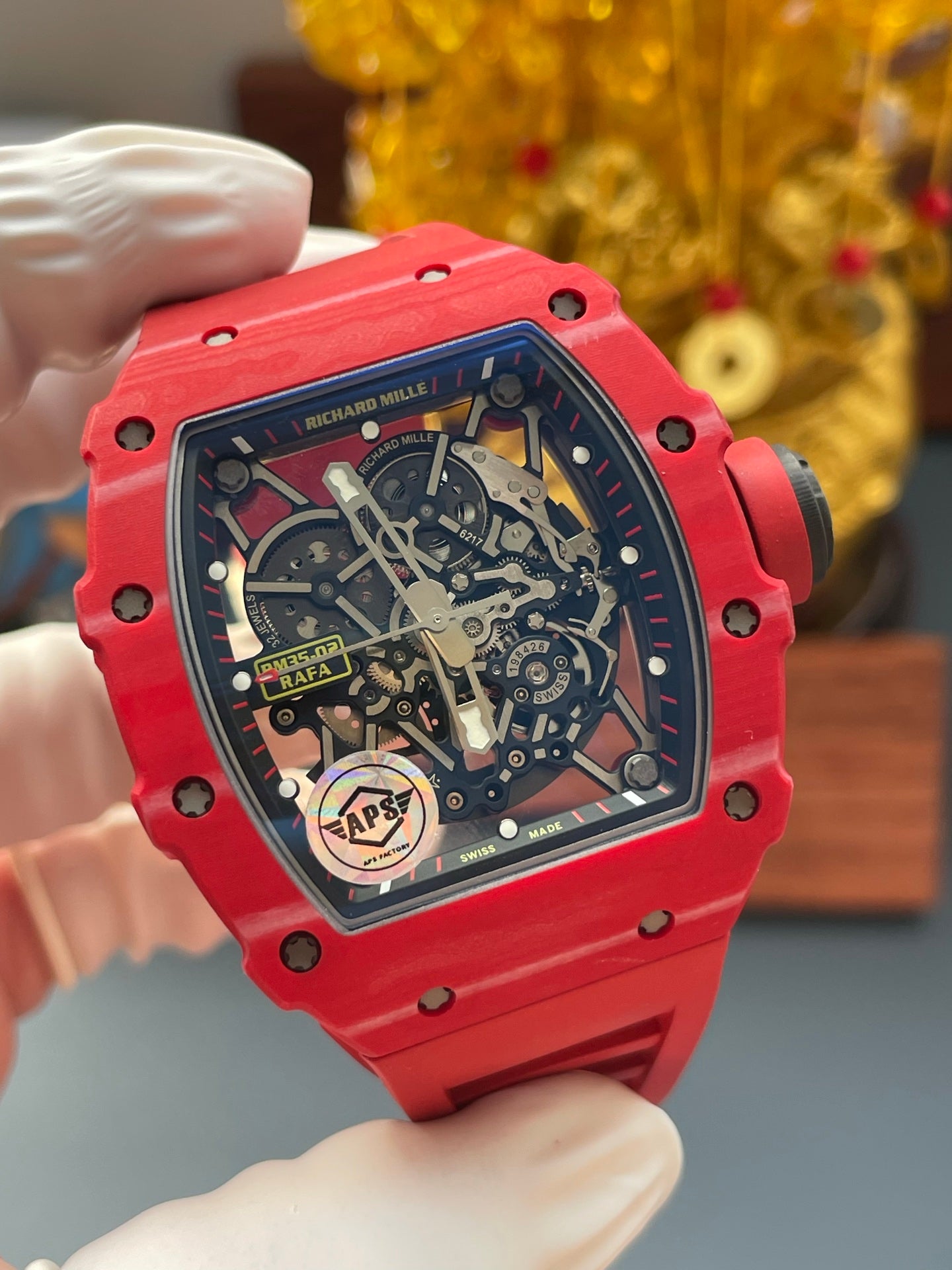 Richard Mille RM 35-02 Red Quartz TPT Rafael Nadal Super Clone Top Quality APS Factory 49.94mm x 44.5mm