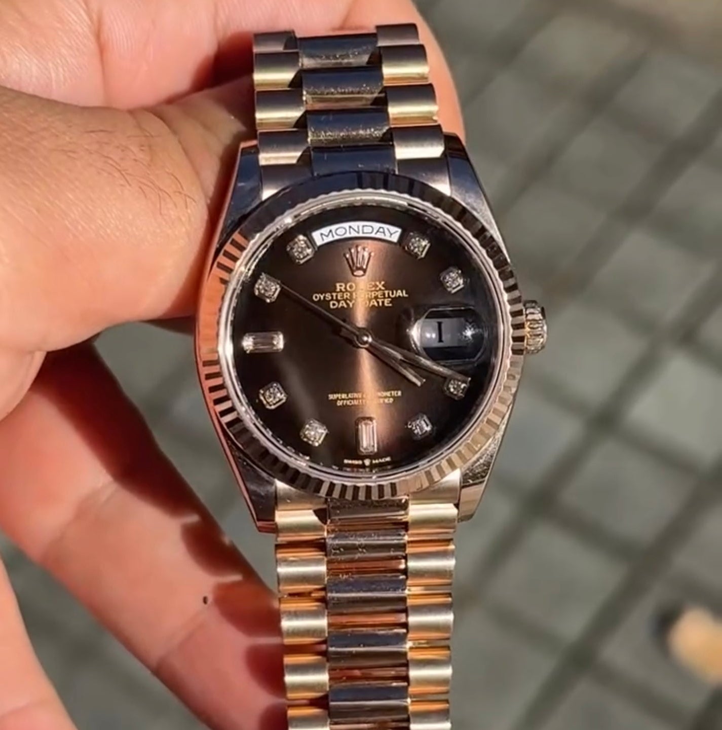 Daydate 36mm chocolate diamond dial presidential Swiss Superclone