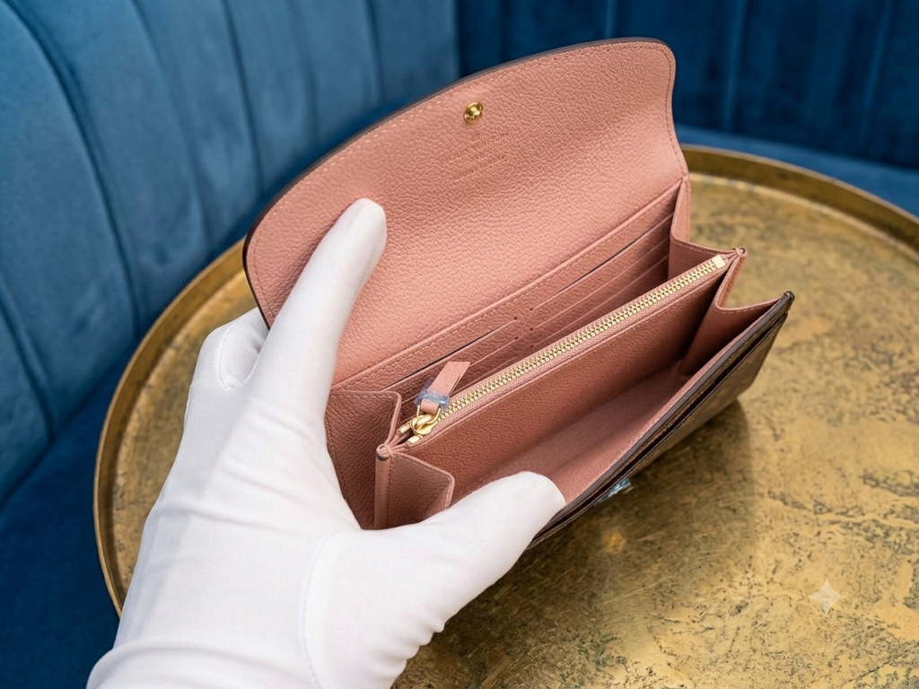 LV Sarah Wallet Monogram with Rose Ballerine interior lining M60531 Super Copy