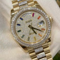 DayDate 36mm rainbow fully icedout gold swiss superclone