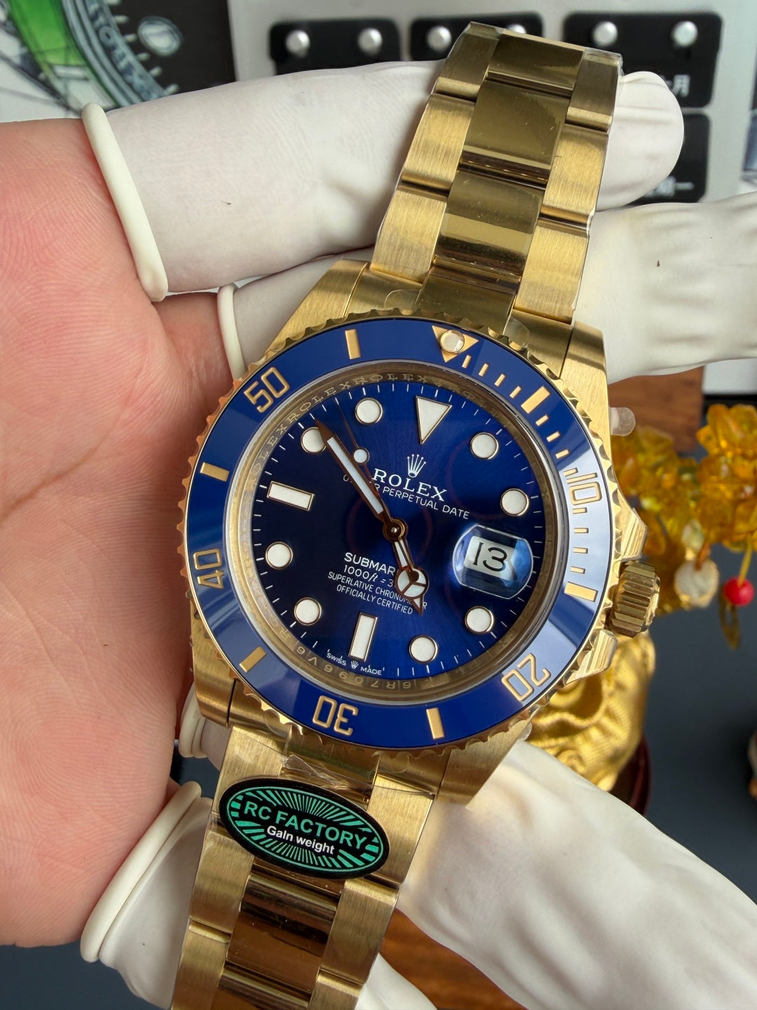 Submariner Date 126618LB Yellow Gold Blue Dial Super Clone Gained Weight 229g RCF 41mm