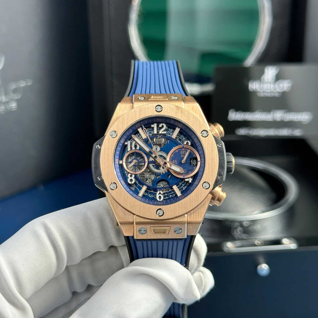 Big Bang Unico King Gold Blue Dial Best Replica BBF 42mm